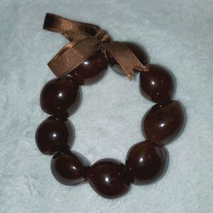 Hawaiian Kukui Nut Brown Elastic Bracelet